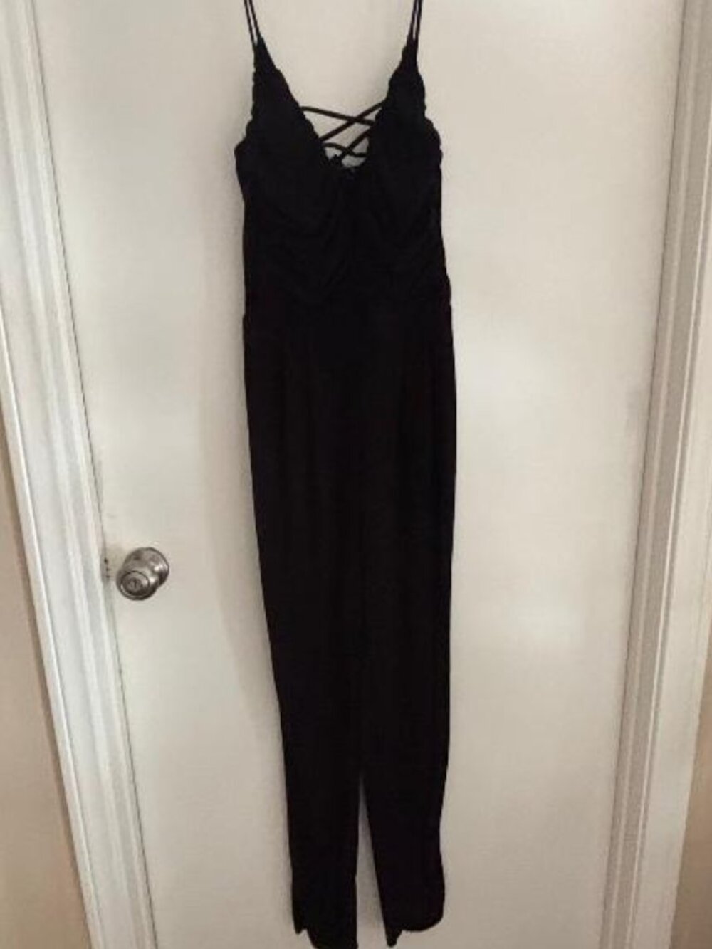 Fashion Nova Black Strappy Jumpsuit Size M